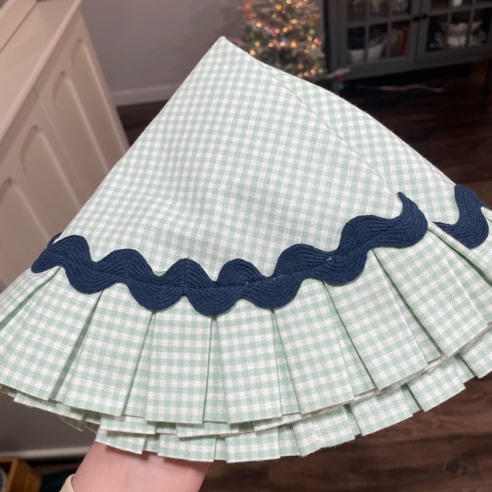 Ruby Rickrack Pleated Round Placemat, Mint